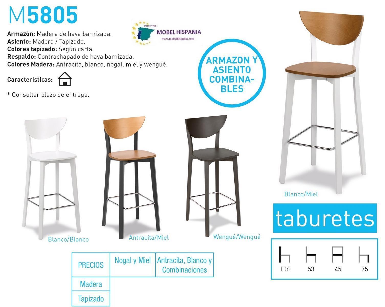 5805 taburete madera wengue tapizado 02 1