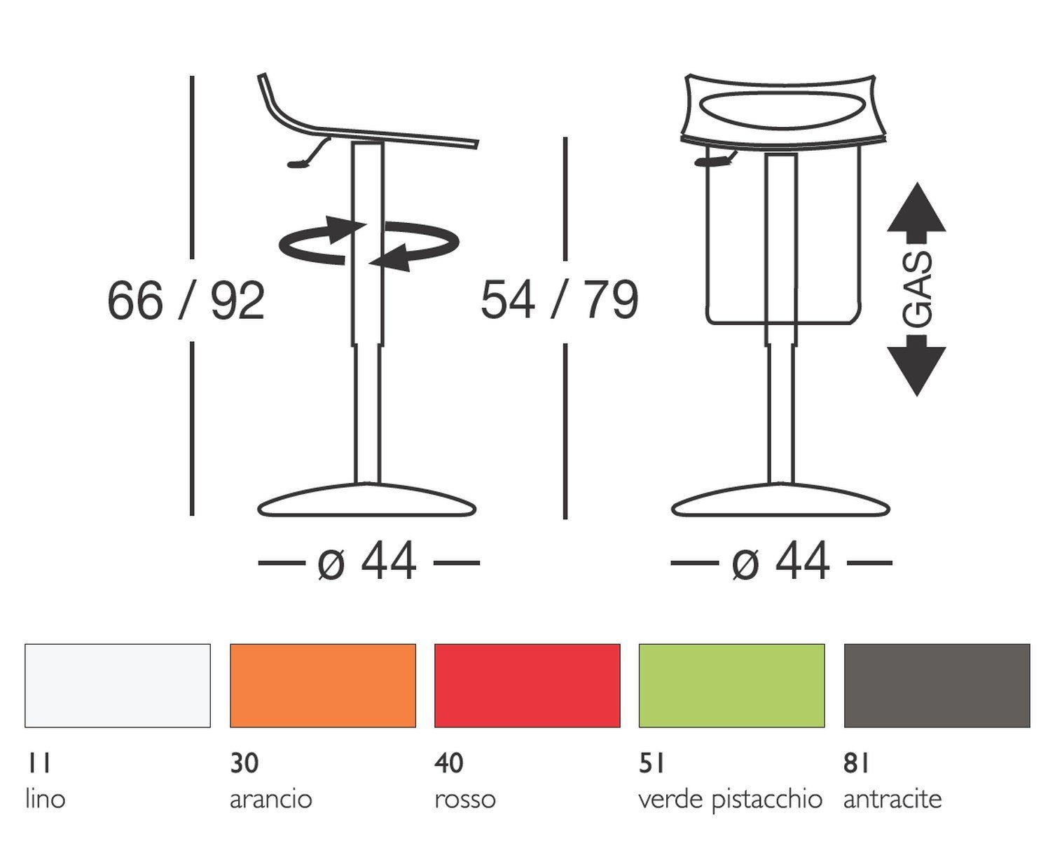 Diavoletto u taburete blanco naranja cromado 01