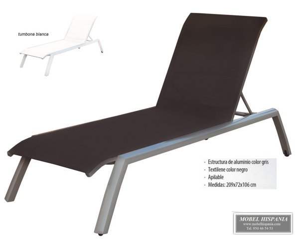 SO16 Tumbona aluminio textiline negro