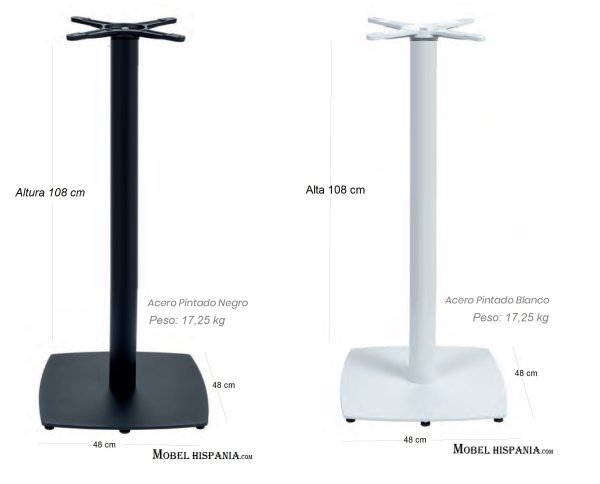 9320 Pie alto metalico negro blanco