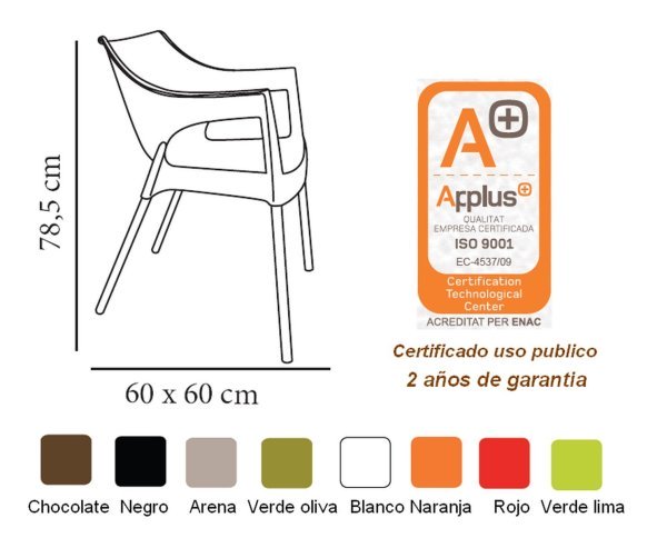 pole sillon polipropileno naranja patas aluminio 06