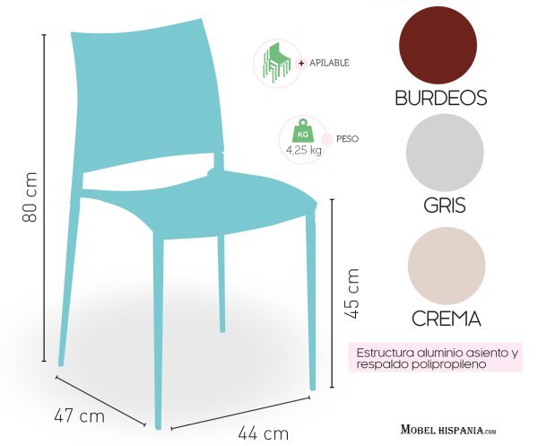 VIC217 silla aluminio polipropileno crema 08 1