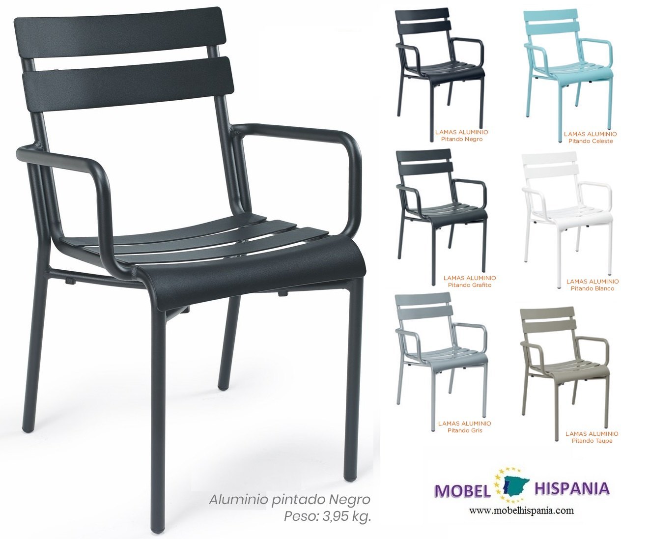 4423 sillon aluminio negro