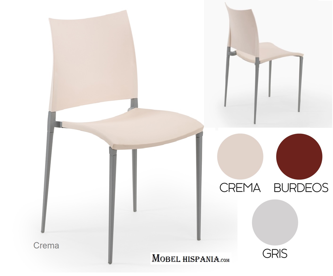 VIC217 silla aluminio polipropileno crema 1