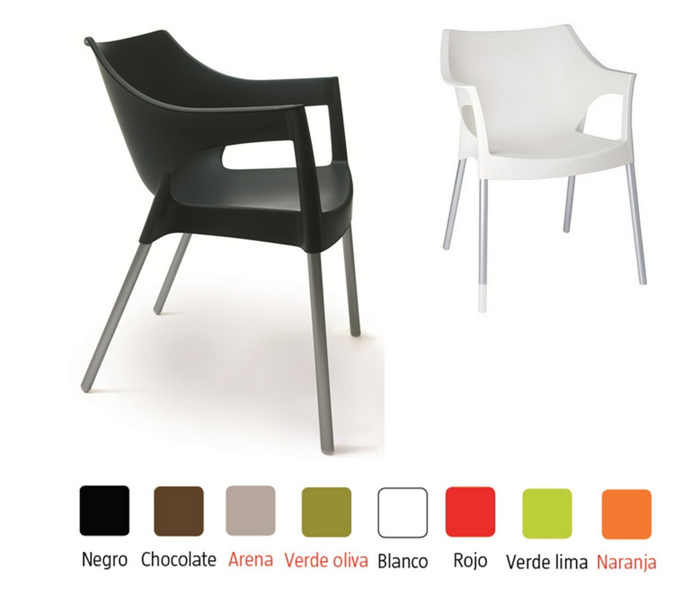 pole sillon polipropileno naranja patas aluminio 02