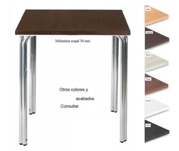 382 mesa aluminio tablero melamina nogal