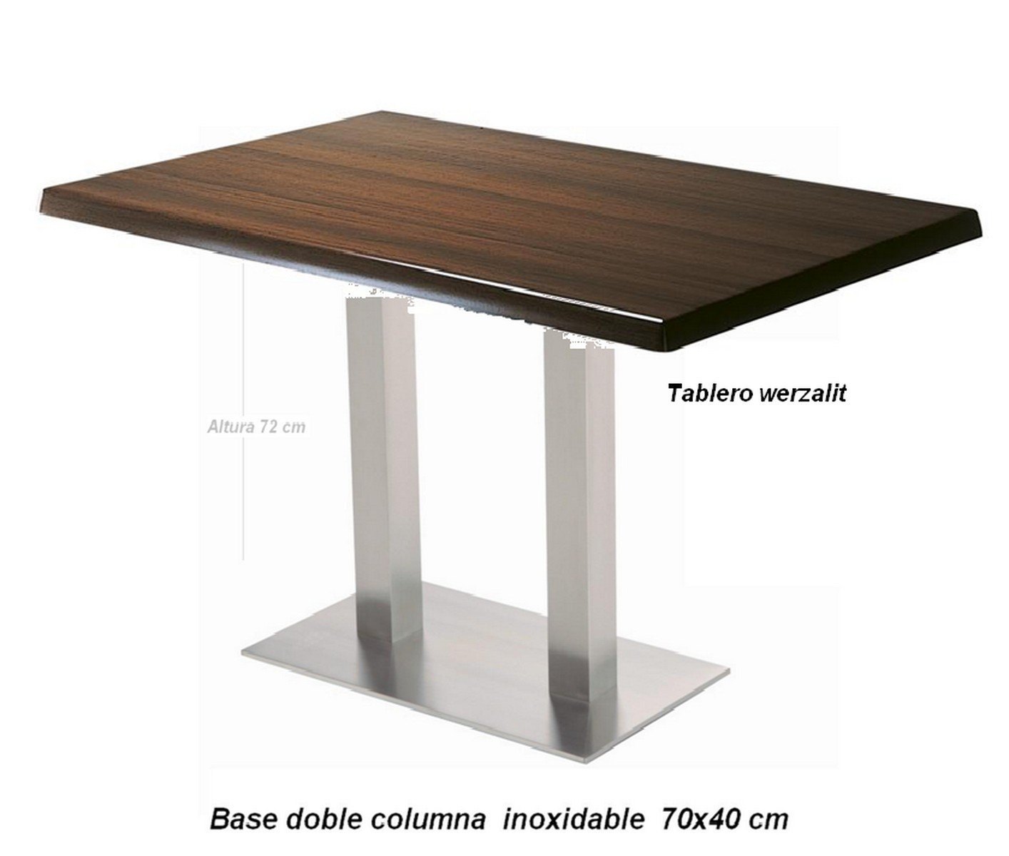 8933 Mesa doble columna inoxidable werzalit mobel hispania