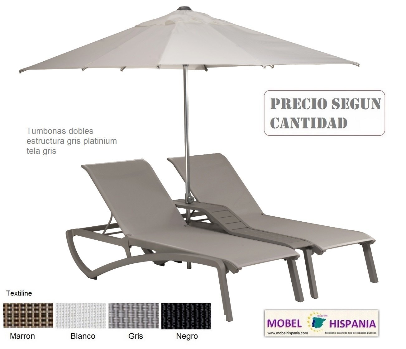 SUNSET tumbona doble gris blanca negro negro 07