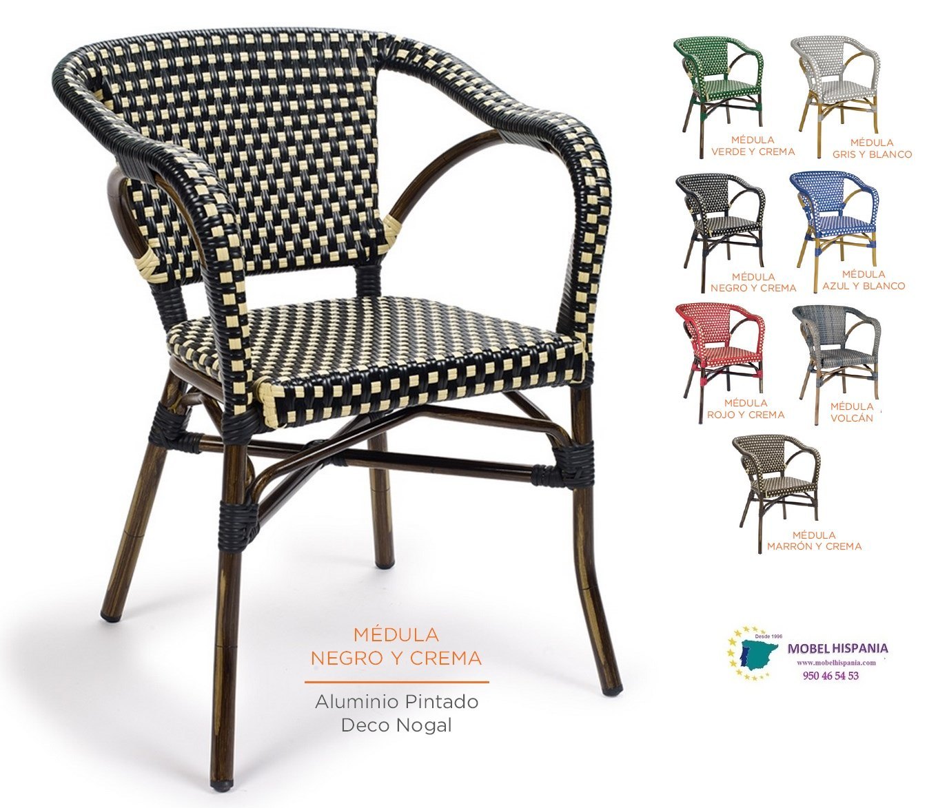 3091 sillon aluminio nogal medula negro crema 2