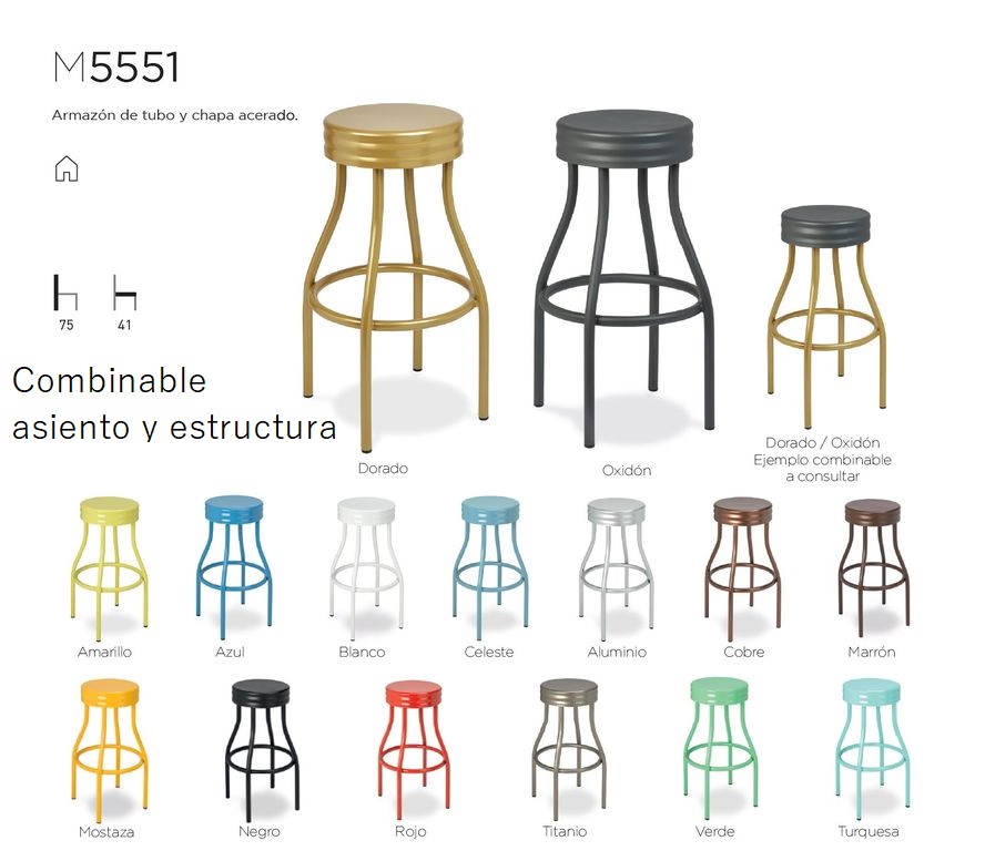 5551 taburete combina dorado