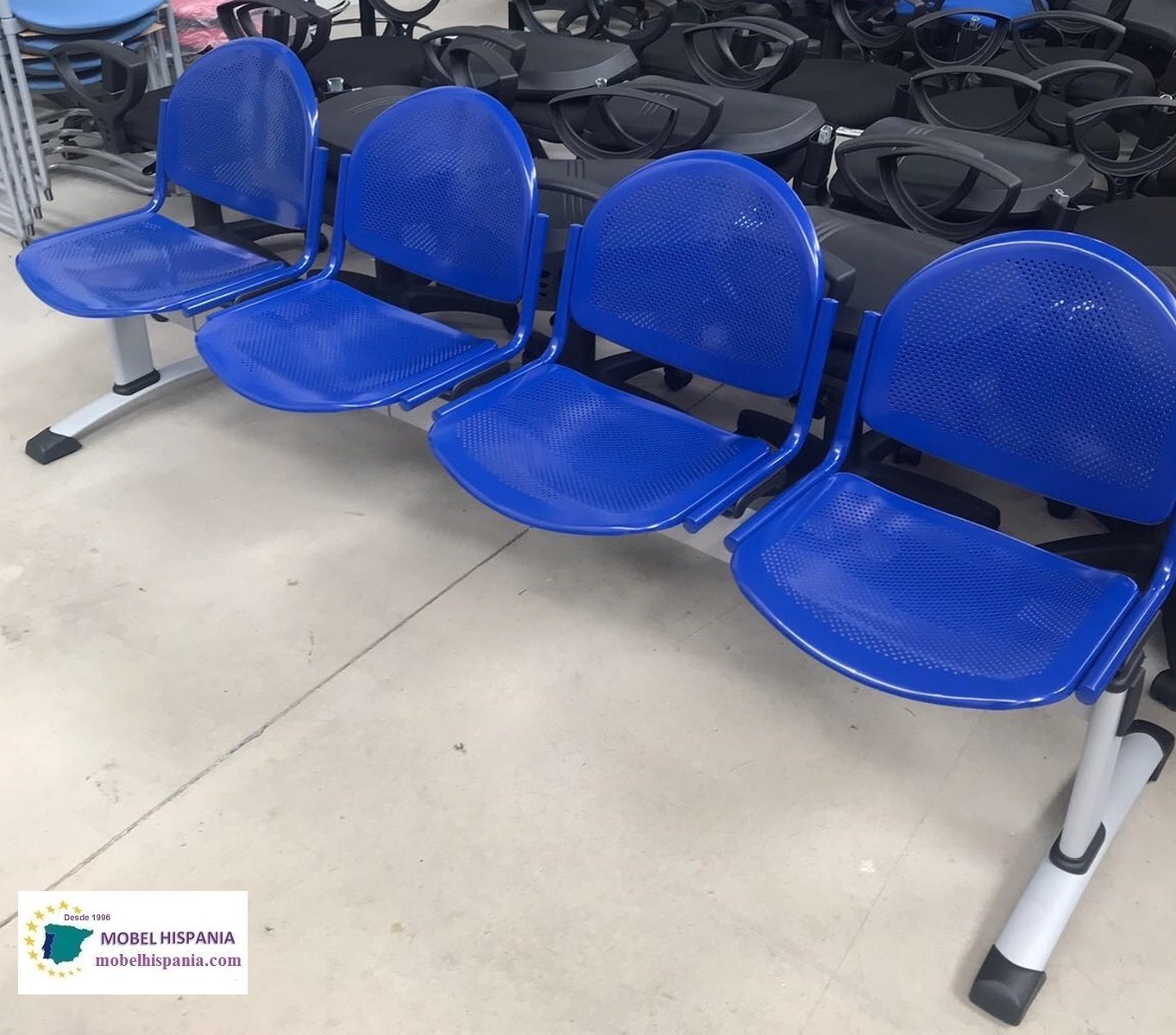 Salute bancada metalica 3 plazas azul 04