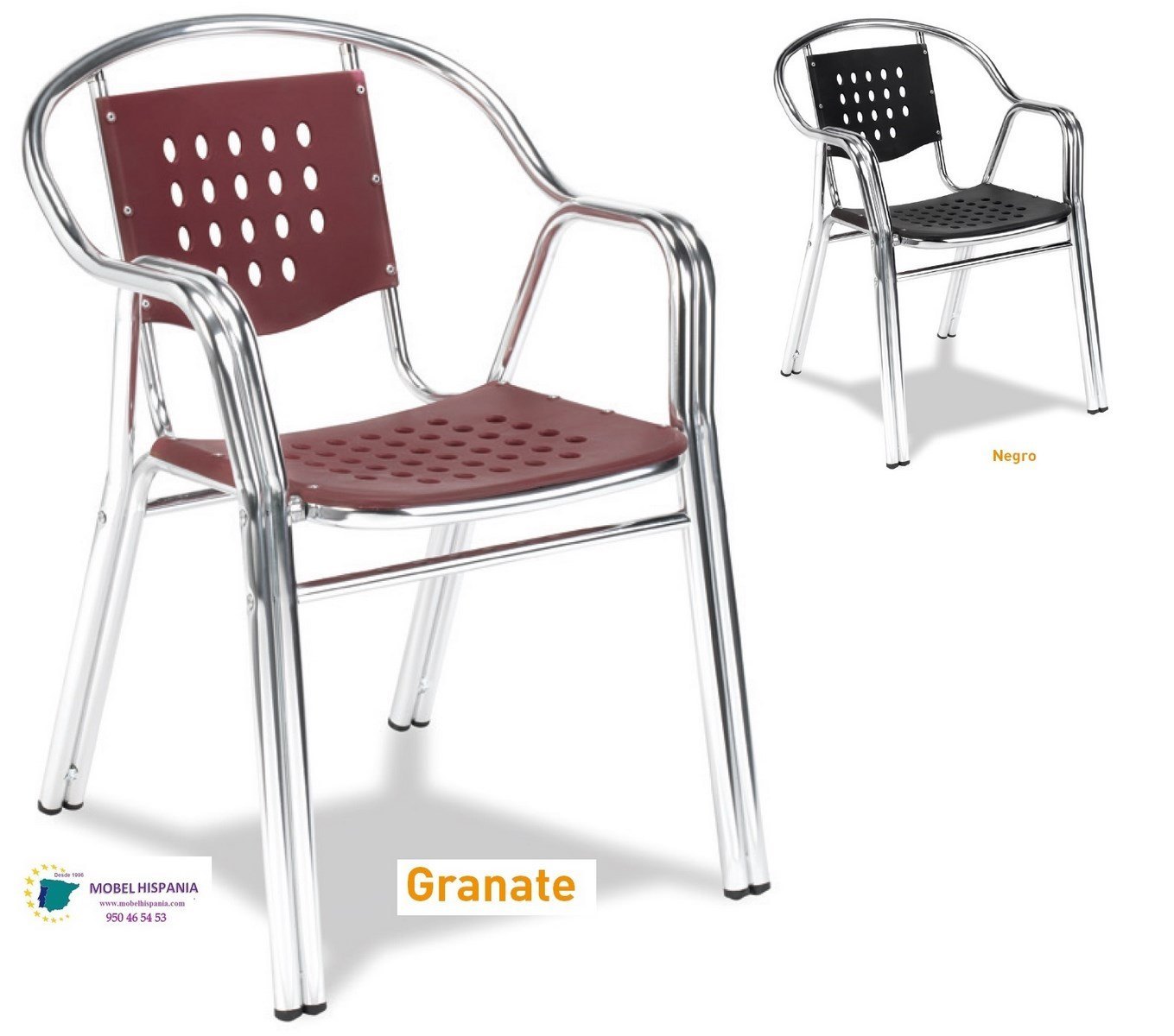 2610 sillon aluminio asiento polipropileno burdeos 2