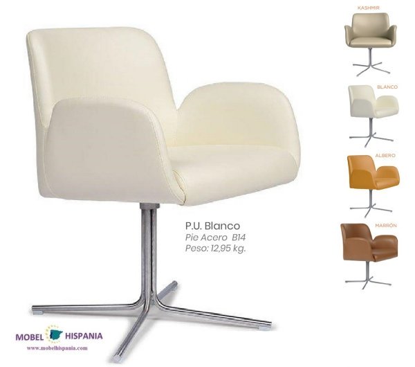 6617 pie acero asiento tapizado blanco 1