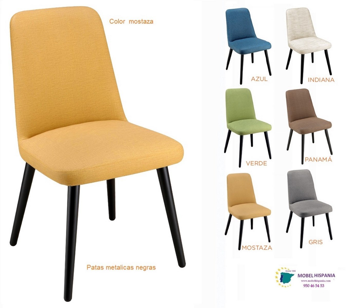 RB6630 Silla metalica negra mostaza