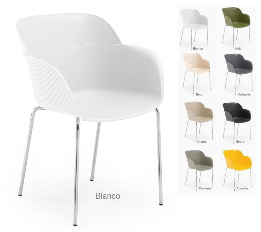 SHELL sillon cromado blanco 2 1