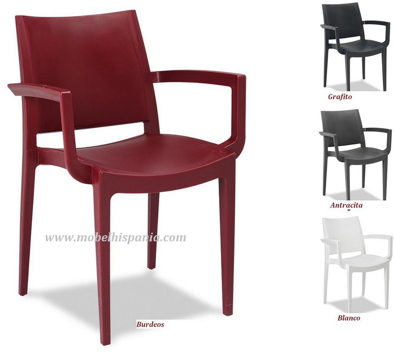 2163 sillon resina plastico granate mobel hispania 1