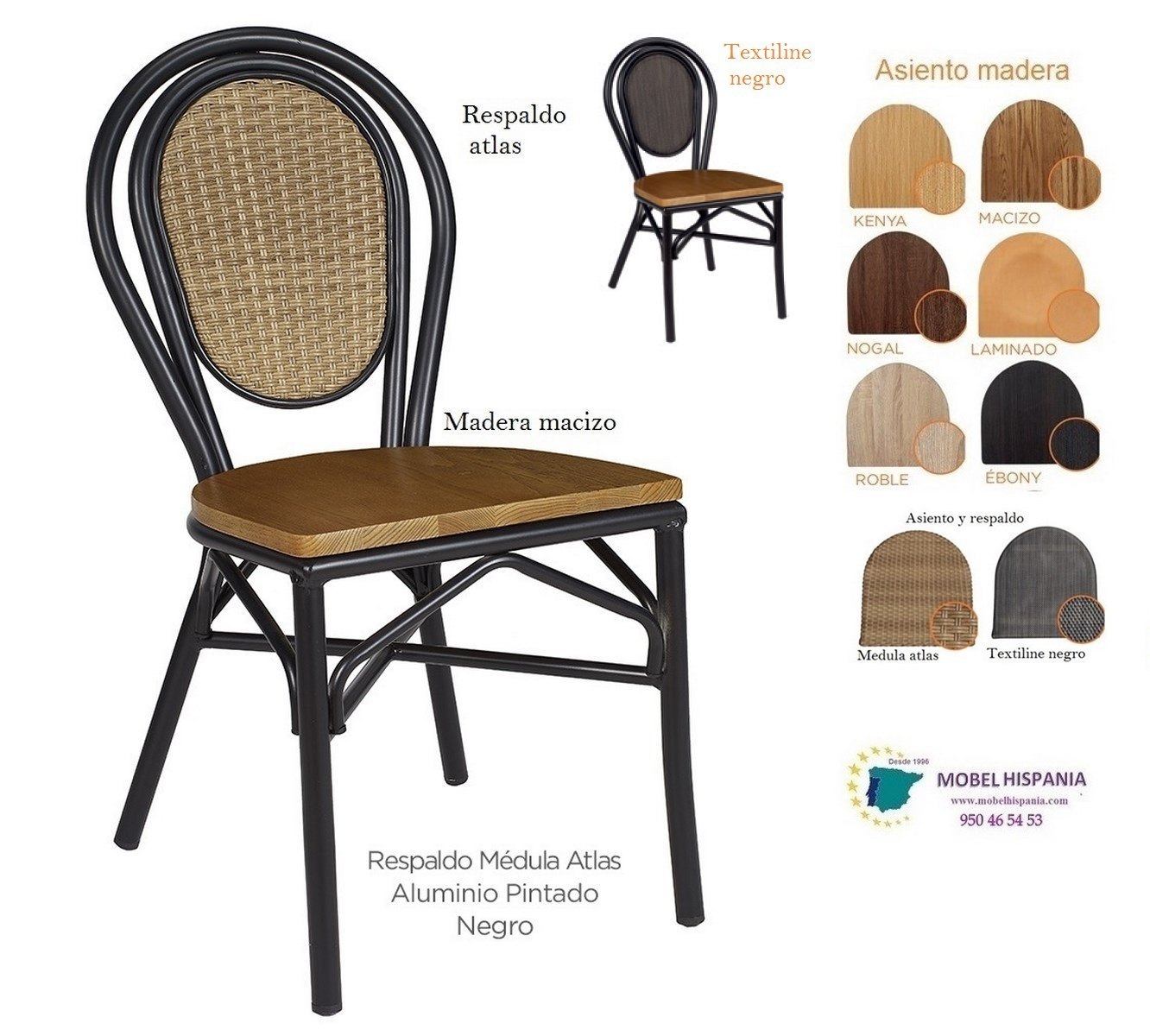 8032 silla aluminio negro respaldo testi negro asiento macio 01