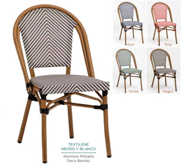 8029 Silla aluminio deco textiline blanco negro