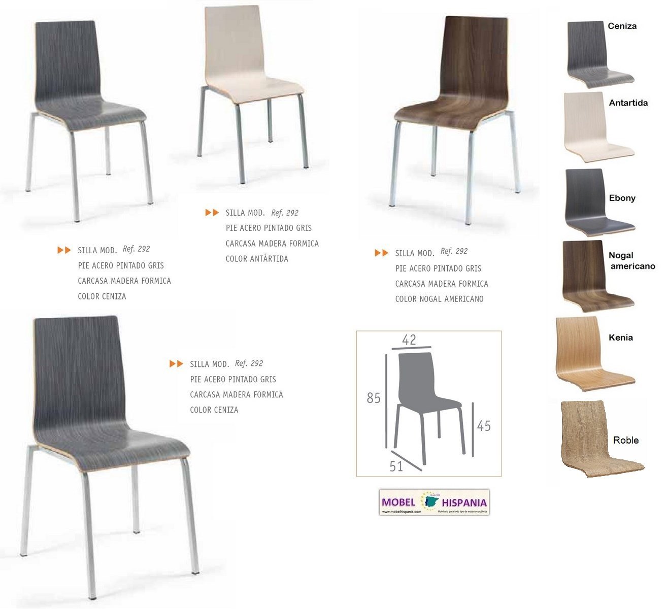 292 silla metal negro asiento nogal 12 1