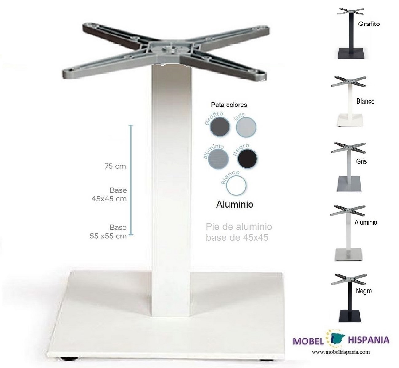 9866 Pie aluminio blanco