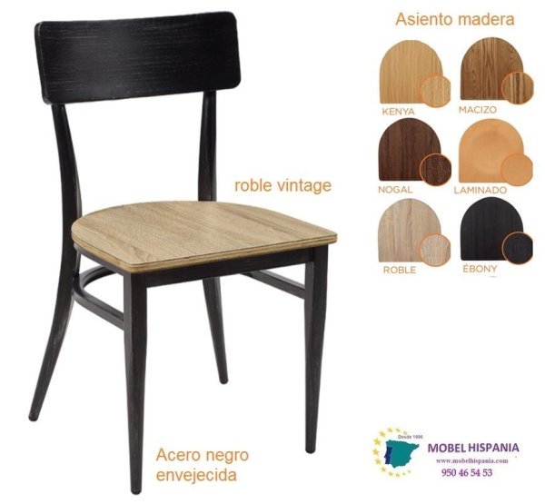 188 silla metal envejecida roble 1