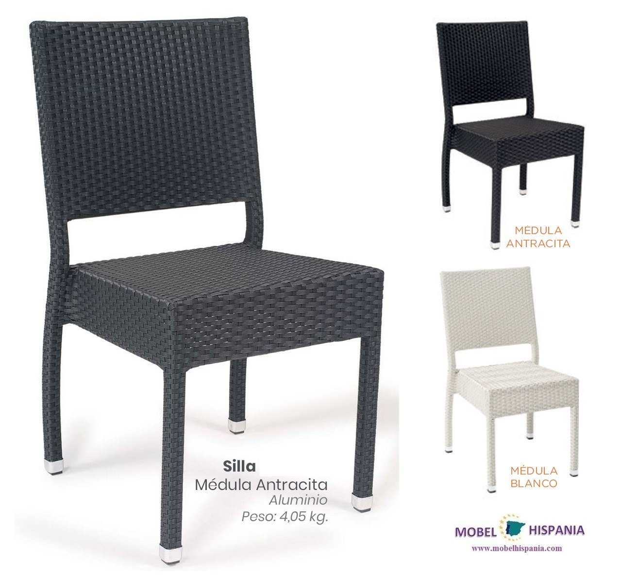 4504 silla aluminio medula sintetica antracita