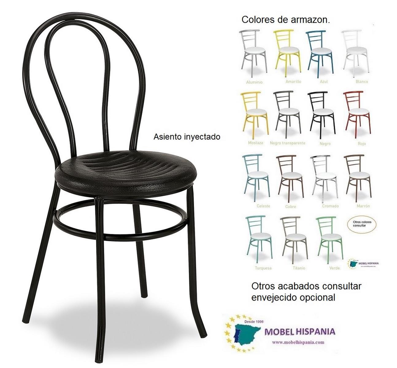 113 silla metalica negra asiento inyectado