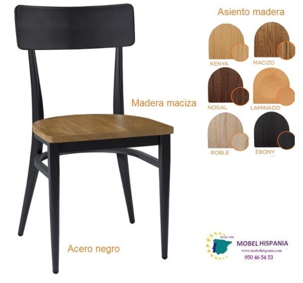 188 silla metal negro roble 1