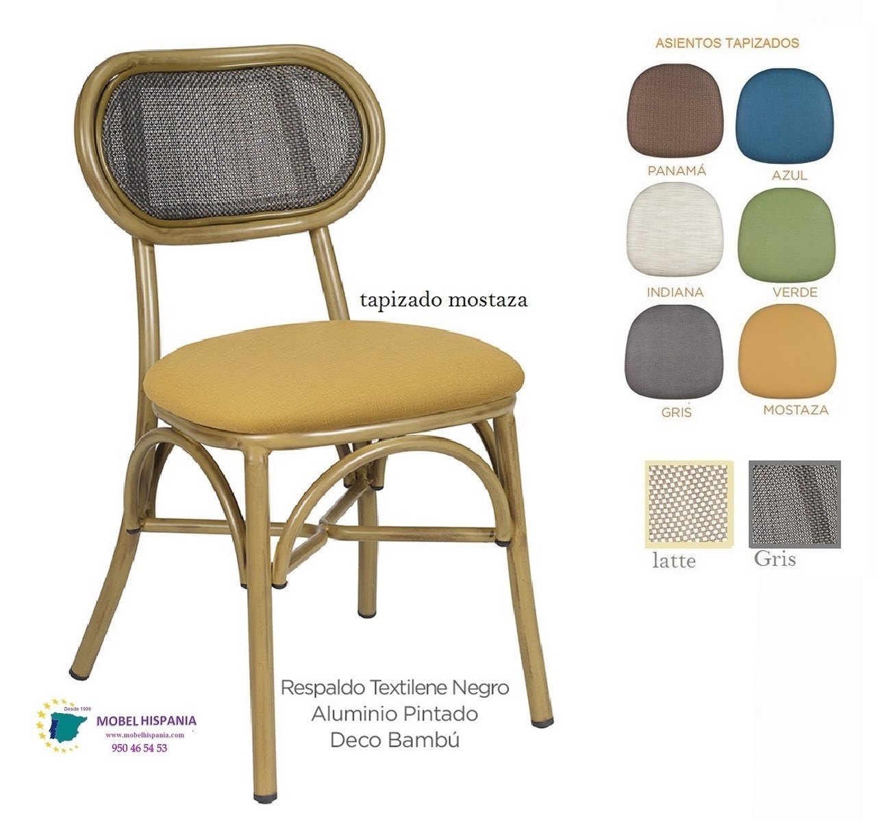 178 Silla aluminio bambu asiento tapizado 04 1