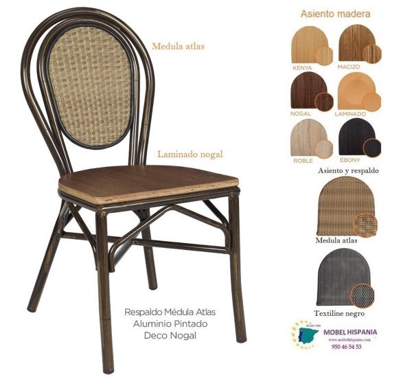 8034 silla deco nogal respaldo atlas asiento nogal vintage