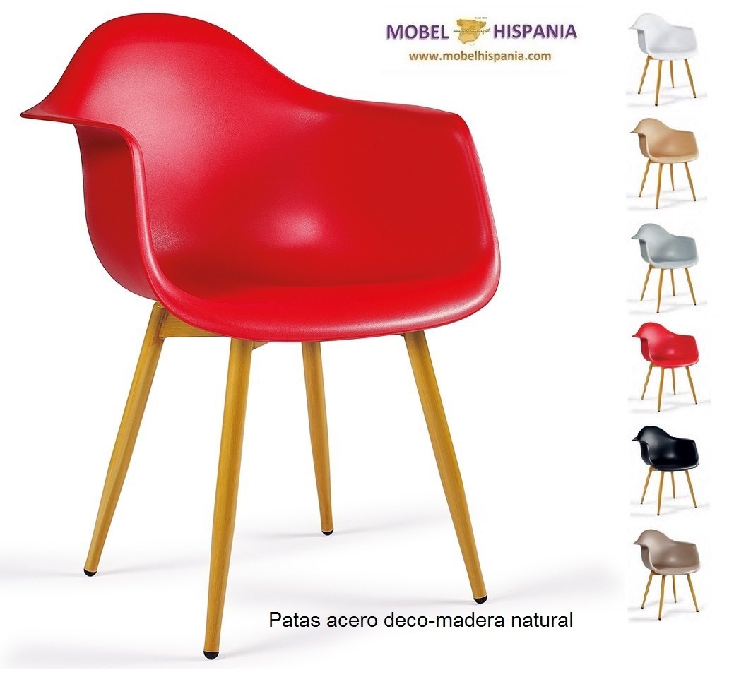 PICASSO silla p4 deco madera natural carcasa roja 08 2