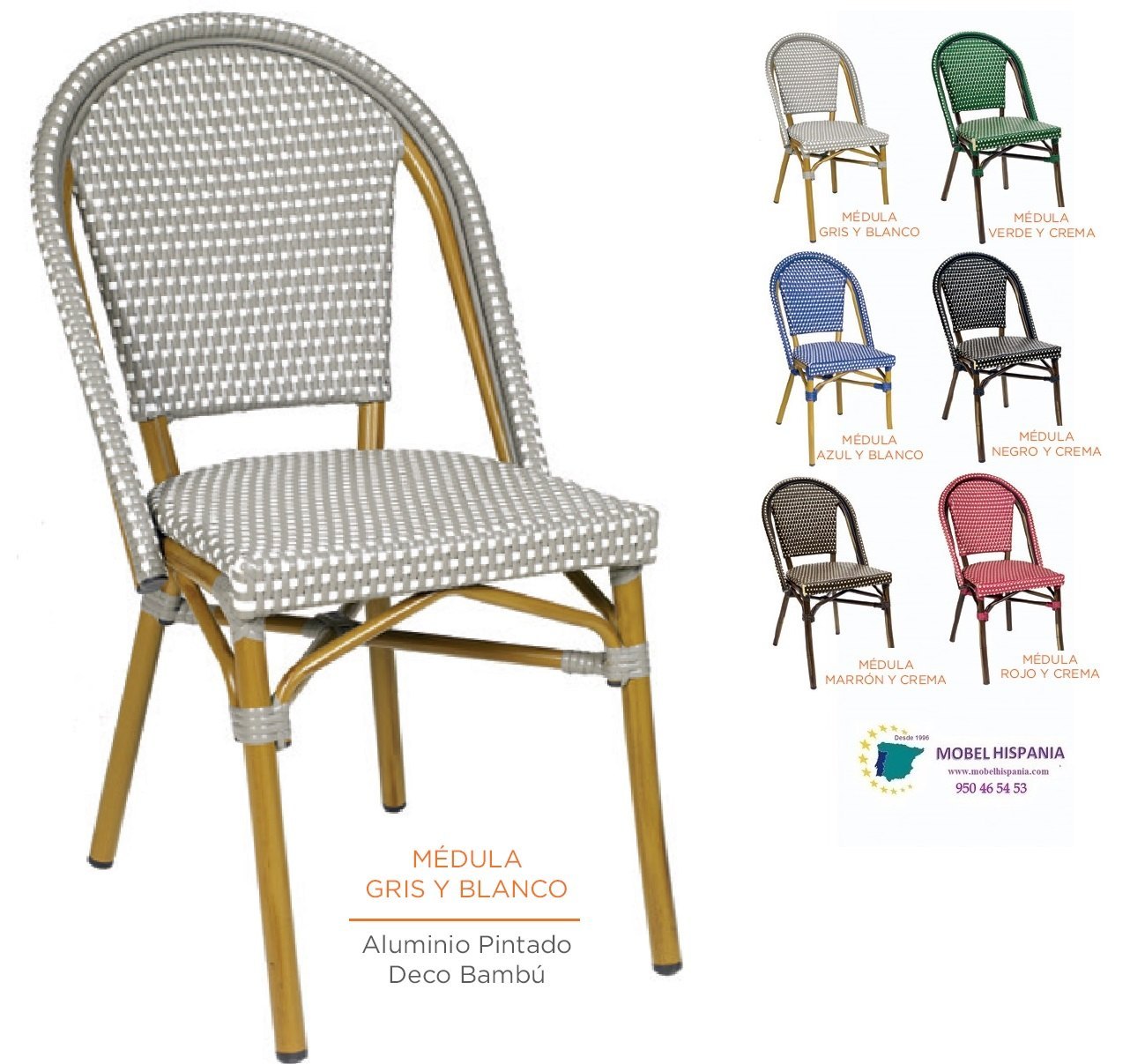 8028 silla aluminio bambu gris blanco 2