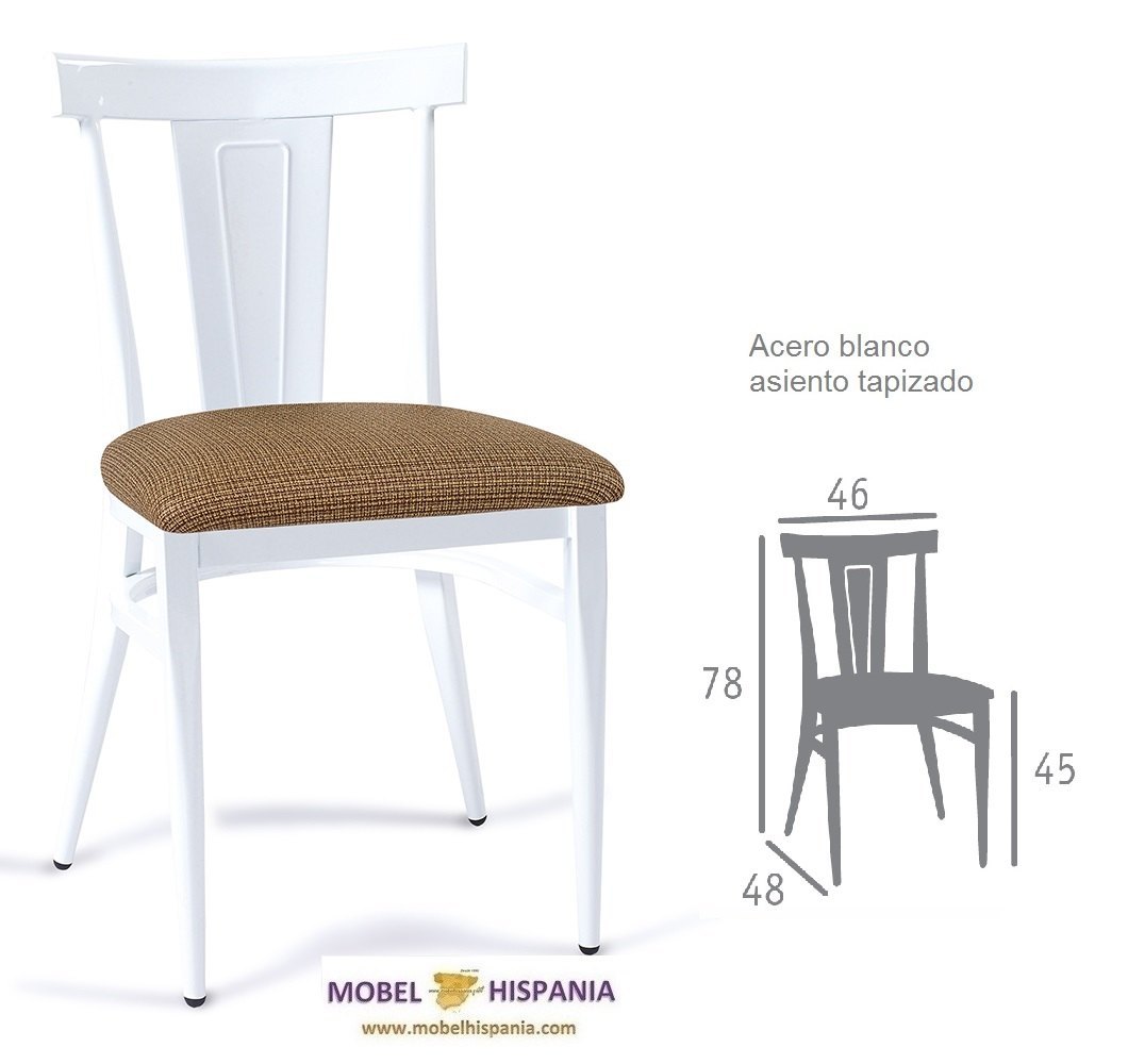 DAKOTA silla acero blanco asiento tapizado 1
