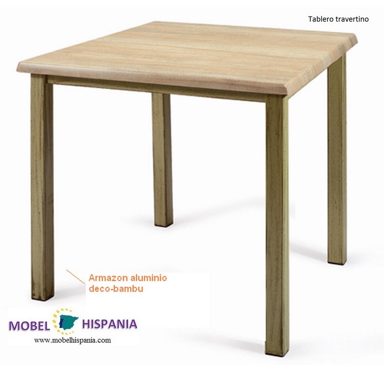 RB677 mesa aluminio bambu travertino