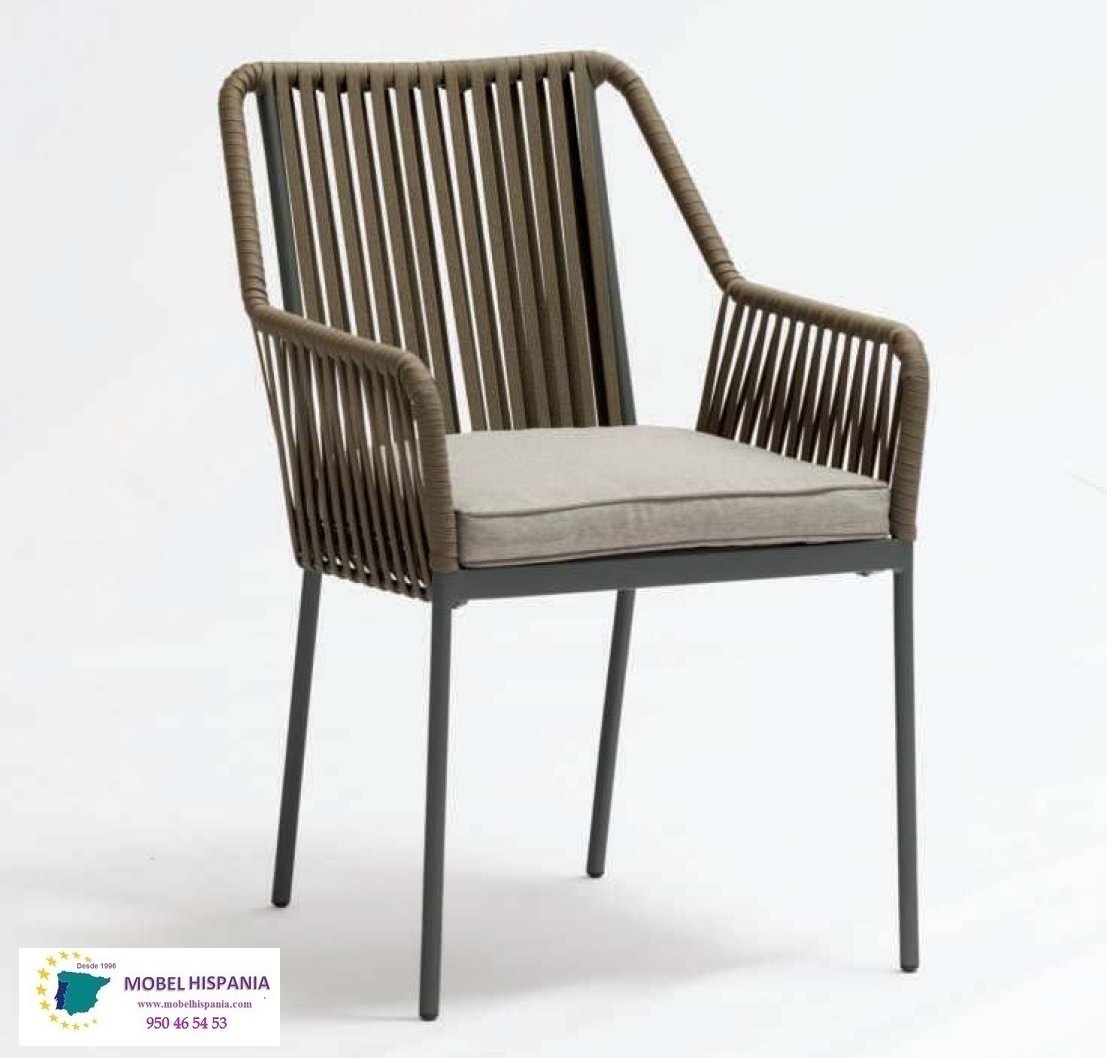 6360 Silla aluminio gris cuerda taupe 2