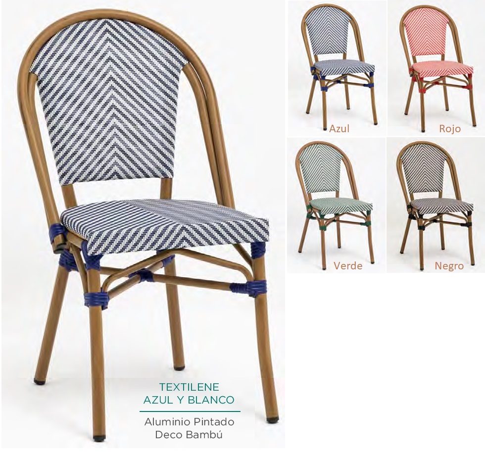 8029 Silla aluminio deco textiline blanco azul