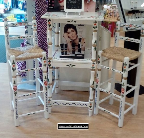 Mesa alta verde cuadrada 08