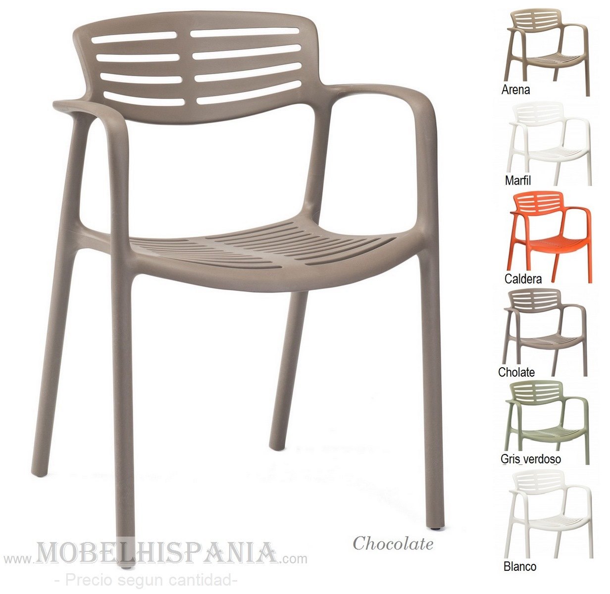 toledo aire sillon polipropileno apilable chocolate 3