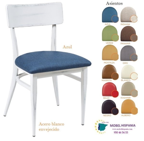 188 silla metal blanco envejecido azul 1