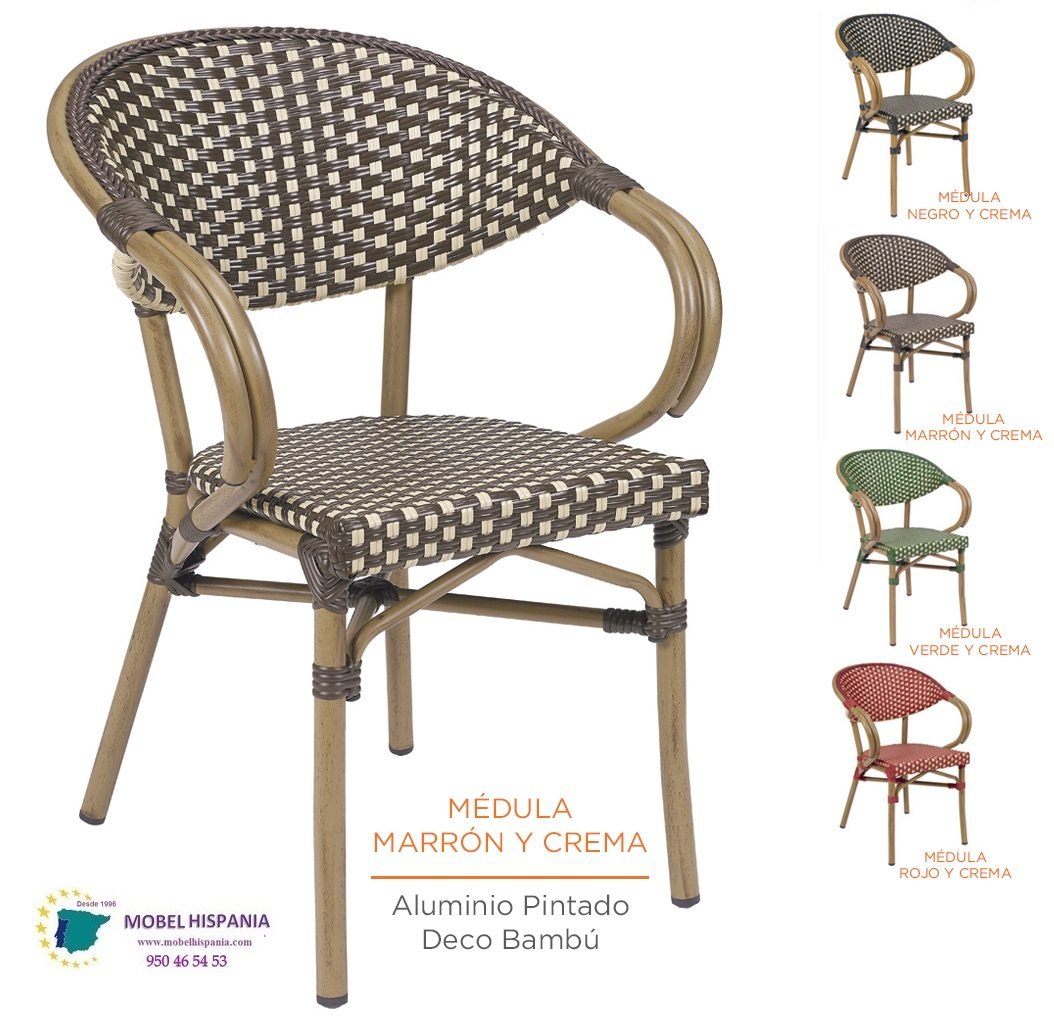 4090 Sillon bambu medula marron crema 1