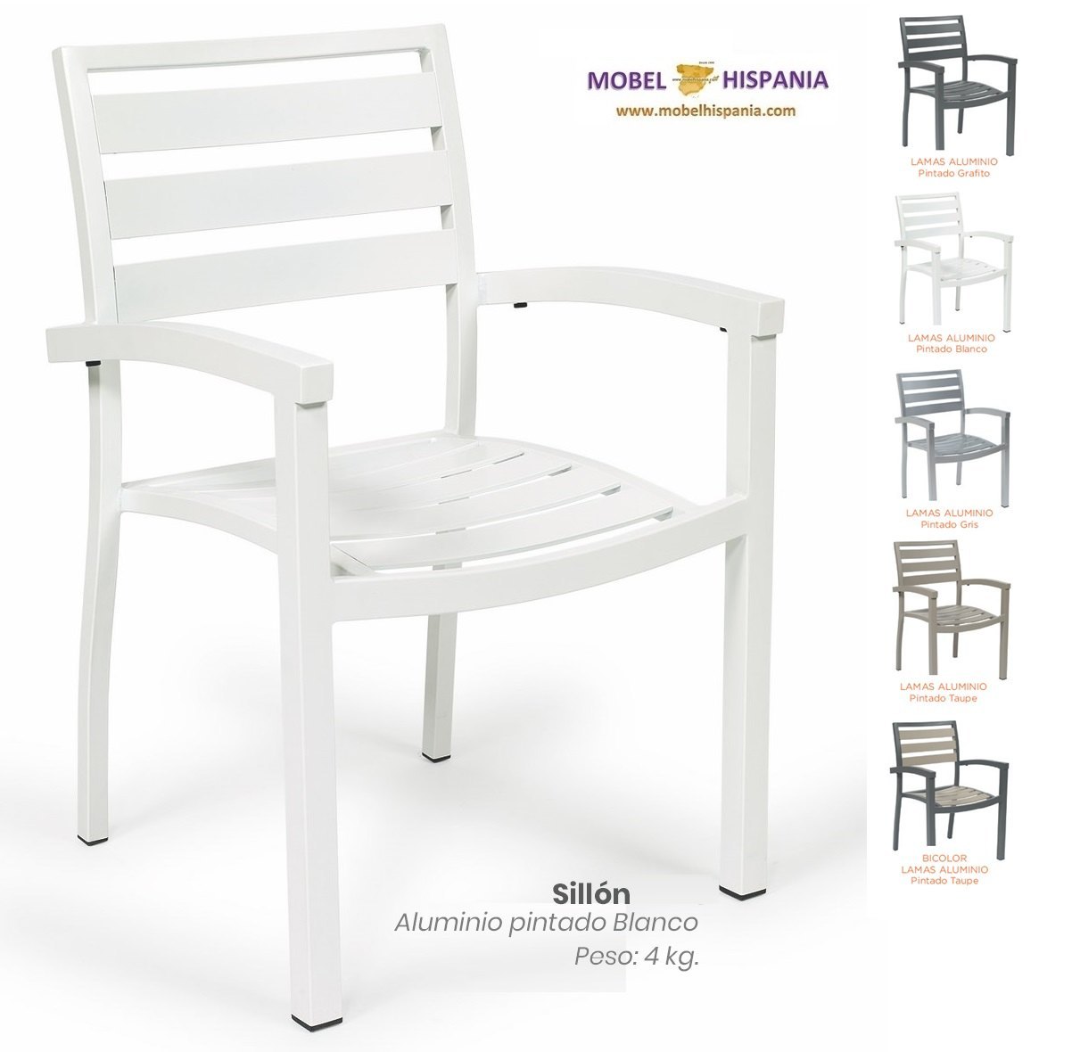 4421 sillon aluminio blanco