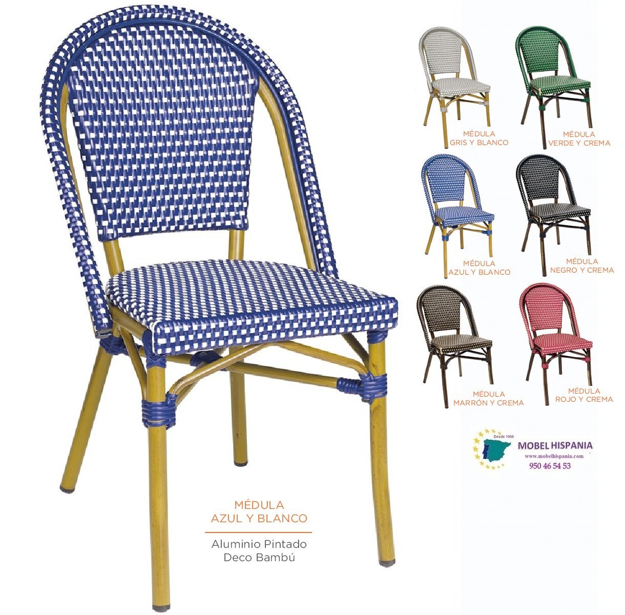 8028 silla aluminio bambu azul blanco 2