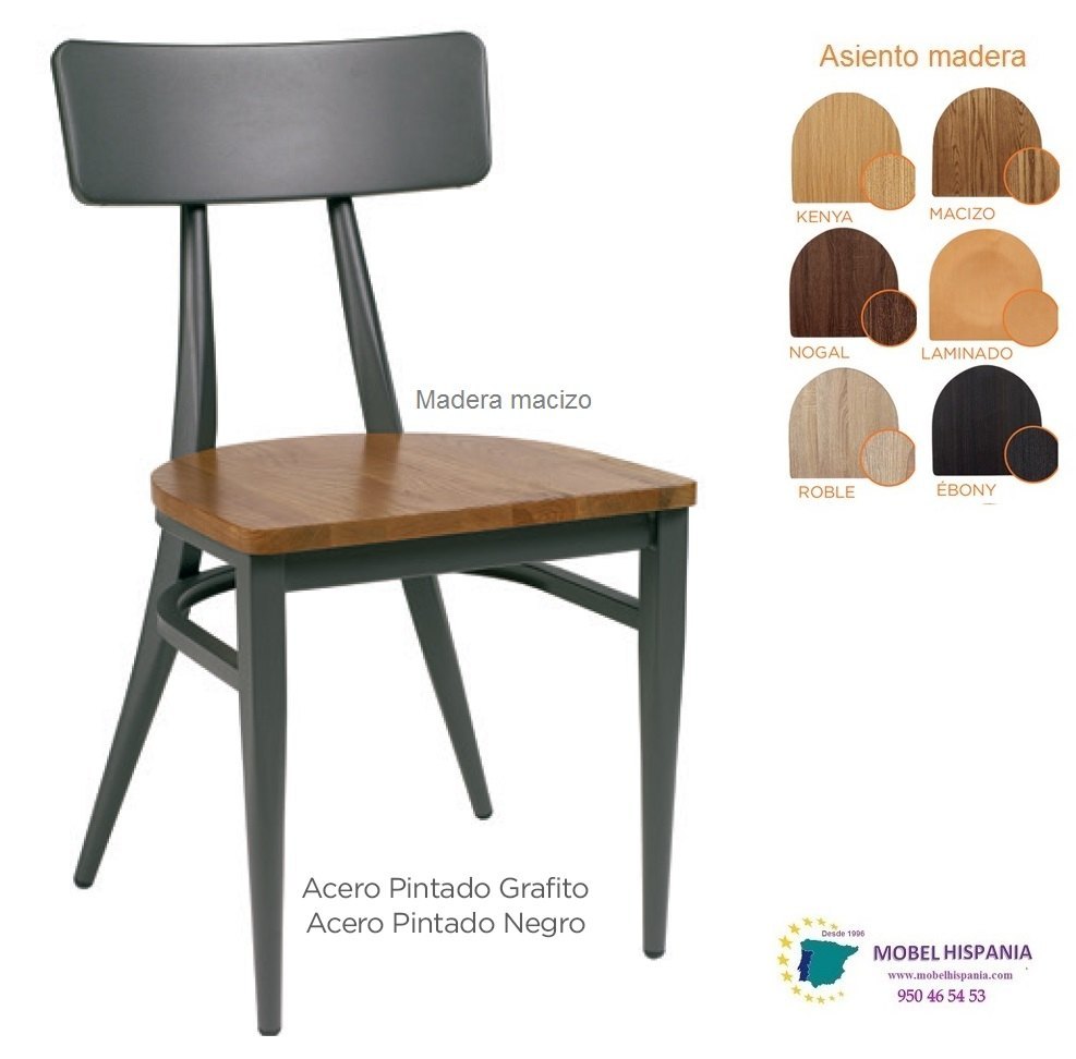 187 silla metal grafito macizo madera 1