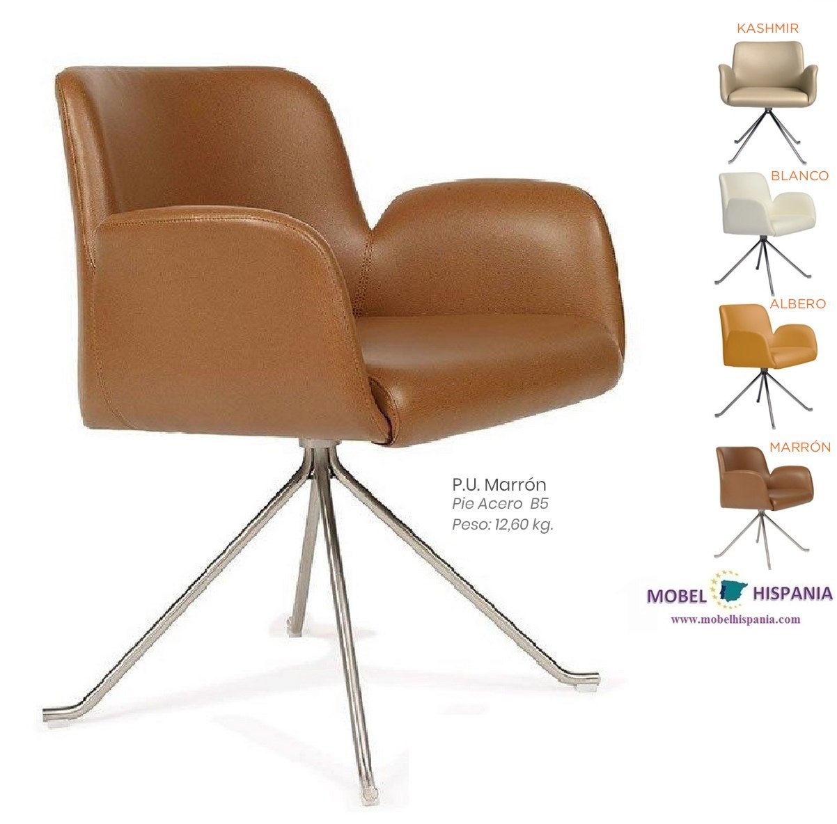 6618 pie acero asiento tapizado marron 1