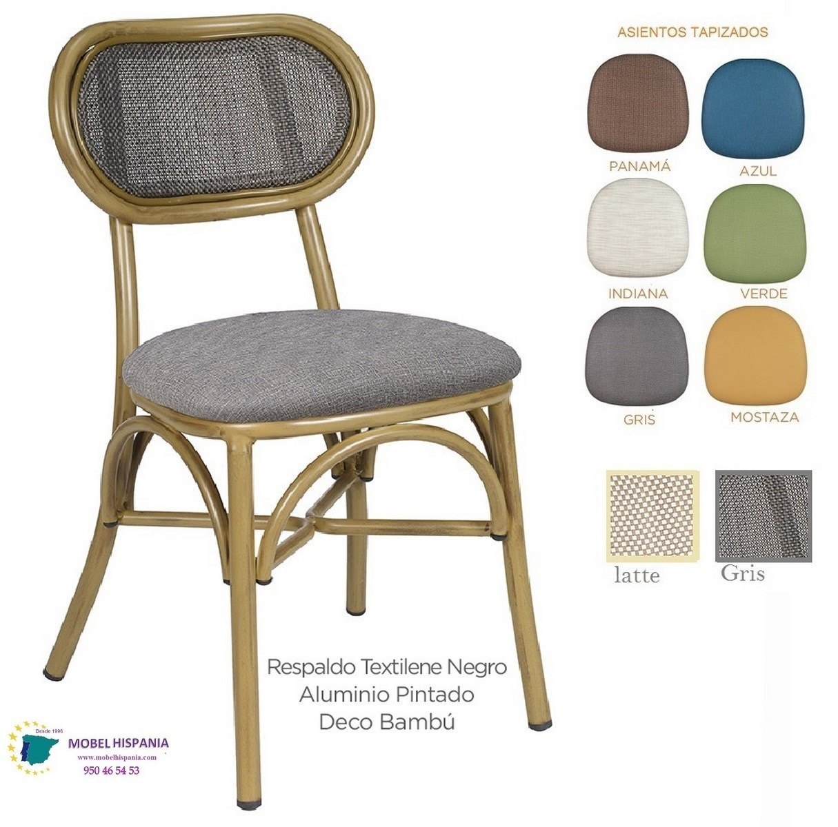 178 Silla aluminio bambu asiento tapizado 06 1