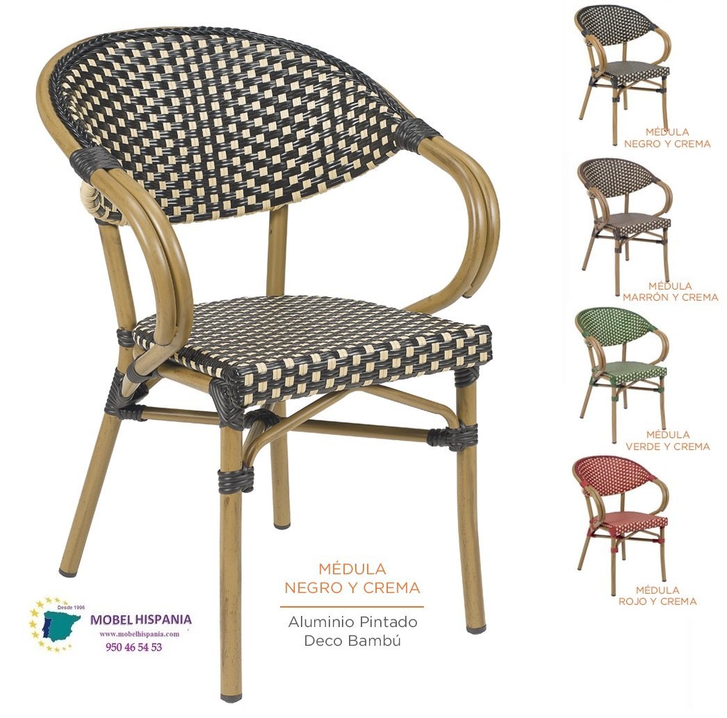 4090 sillon aluminio bambu medula negra crema 1