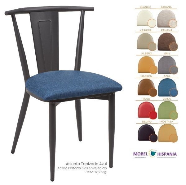 176 silla grafito asiento Tapizado Azul 1 1