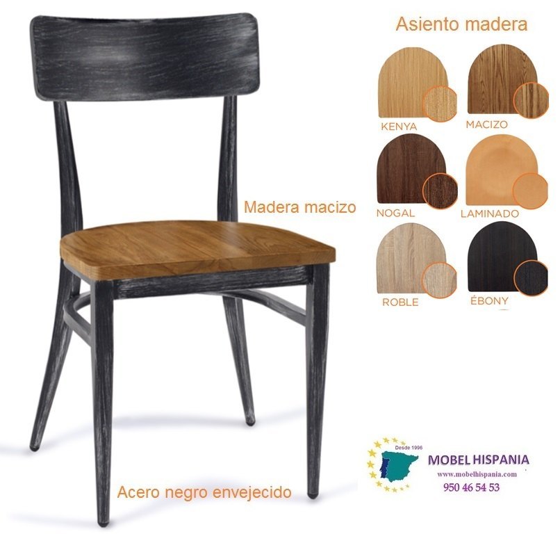 188 silla metal negro envejecido macizo 1