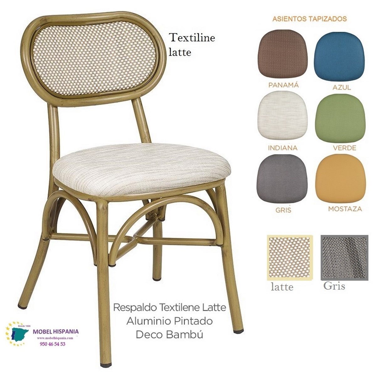 178 Silla aluminio bambu asiento tapizado 1