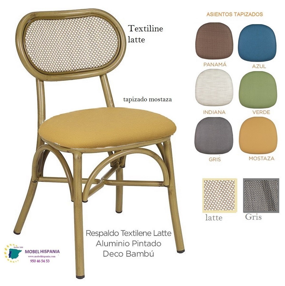 178 Silla aluminio bambu asiento tapizado 07 1